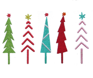 Whimsical Christmas Trees Christmas Embroidery Design