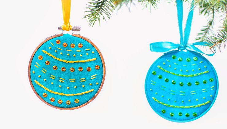 Embroidered Christmas ornaments Photo