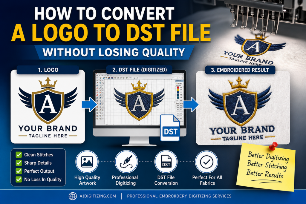 How to convert a logo to DST file for embroidery digitizing process step by step guide