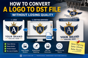 How to convert a logo to DST file for embroidery digitizing process step by step guide