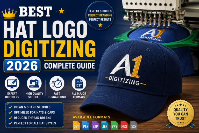 Best Hat Logo Digitizing 2026 complete guide showing professional embroidery digitizing for caps and hats
